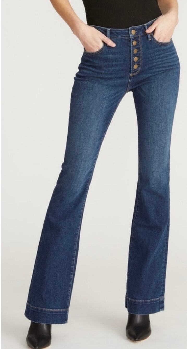 Driftwood Wyatt Exposed Button Front Bootcut Denim Jeans Size 28